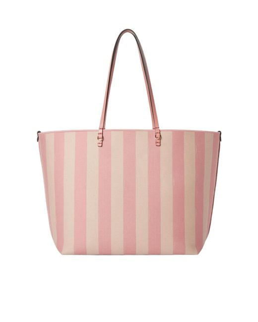 Fendi Pink Roll Striped Large Tote Bag