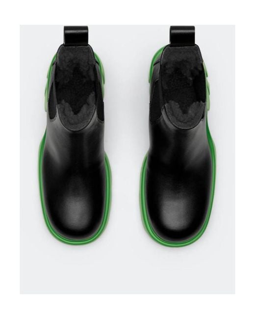 Bottega Veneta Green Logo Chelsea Short Boots