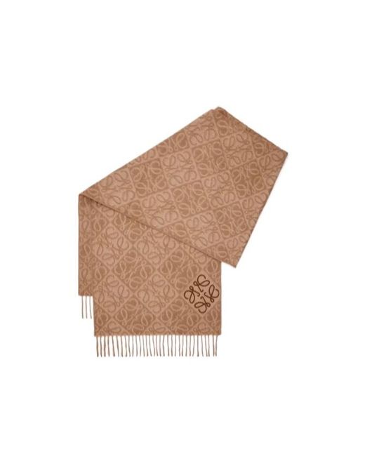 Loewe White Monogram Jacquard Fringed Scarf