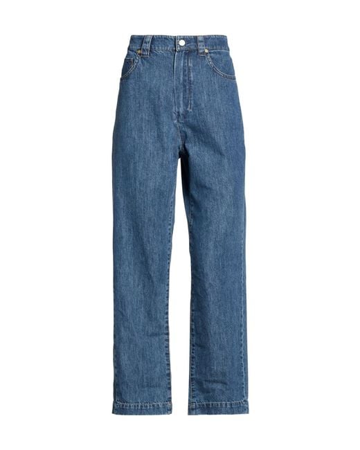 Max Mara Blue Solid Color Denim Trousers