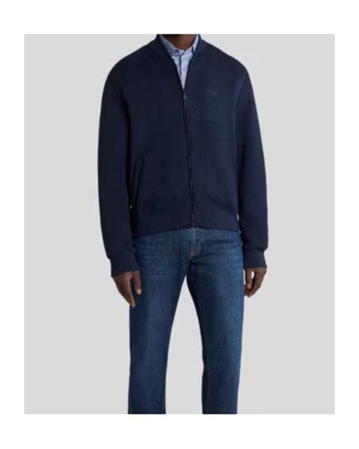 Etro Blue Zipped Bomber Jacket for men