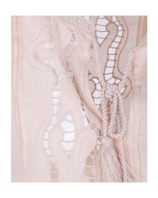 Seventy Pink Lace Tassel Top