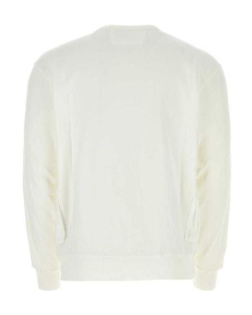 C P Company White Flap-Pockets Cotton Sweatshirt for men