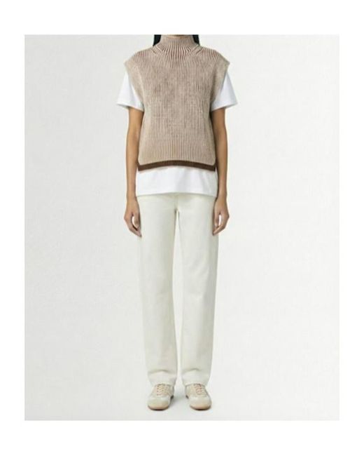 Varley White High-Necked Sleeveless Sweater