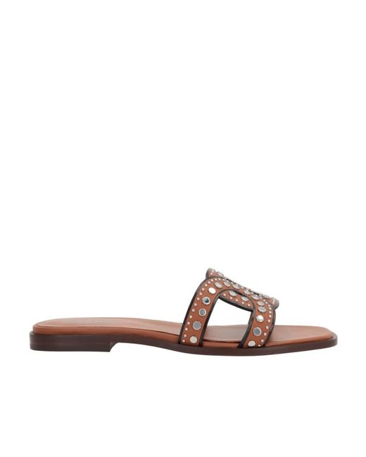 Tod's Brown Maxi Catena Stud-Embellished Sandals