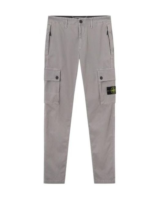 Stone Island Gray Slim-Fit Cargo Trousers With Zip Hand Pockets for men