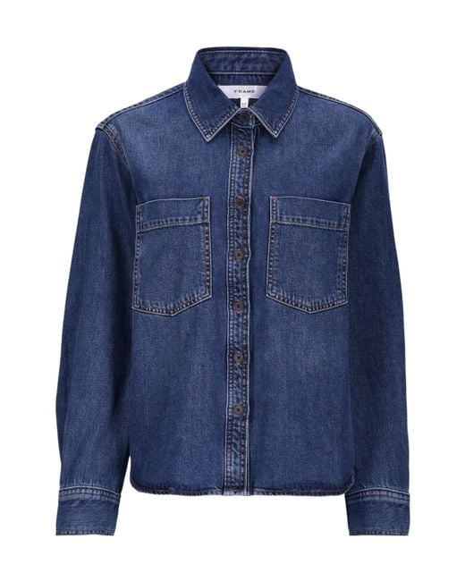 FRAME Blue Long Sleeve Shirt