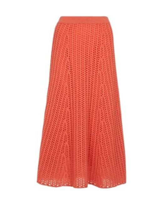 Gabriela Hearst Red Circular Knit Midi Skirt