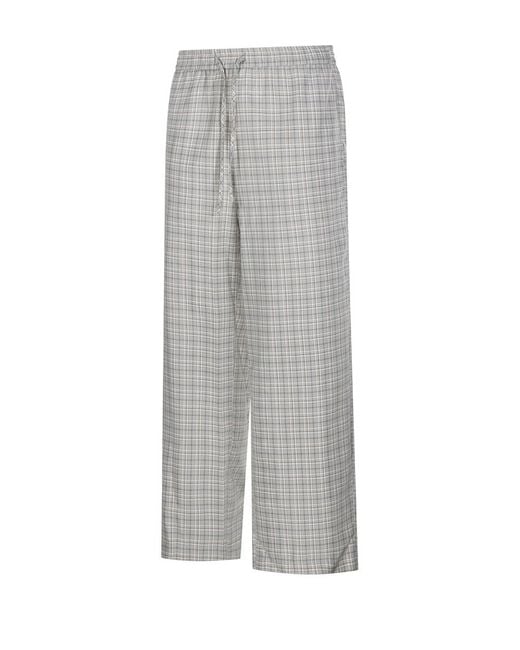DUNST Gray Drawstring Check Trousers for men
