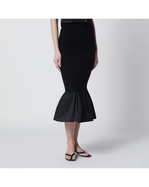 Patou Black Knitted Maxi Fitted Skirt