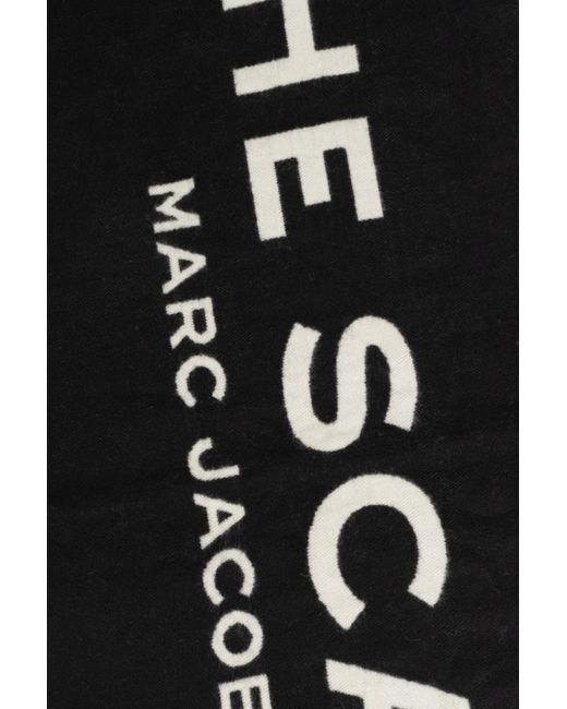 Marc Jacobs Black Logo Jacquard Fringed-Edge Scarf