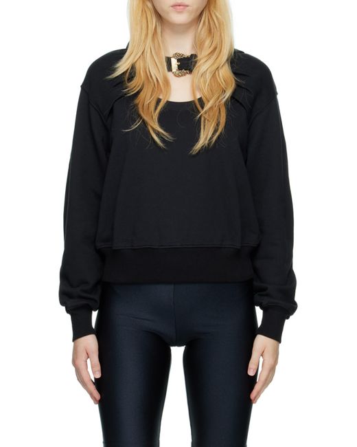 Versace Jeans Black Buckle-Detail Cut-Out Hoodie