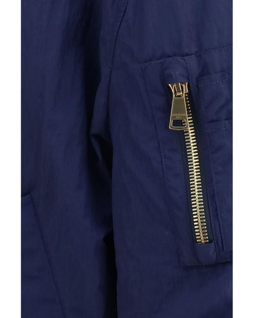 Balmain Blue Logo Embroidered Bomber Jacket for men