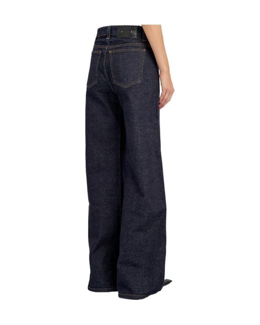 Khaite Blue Solid Color Wide-Leg Jeans