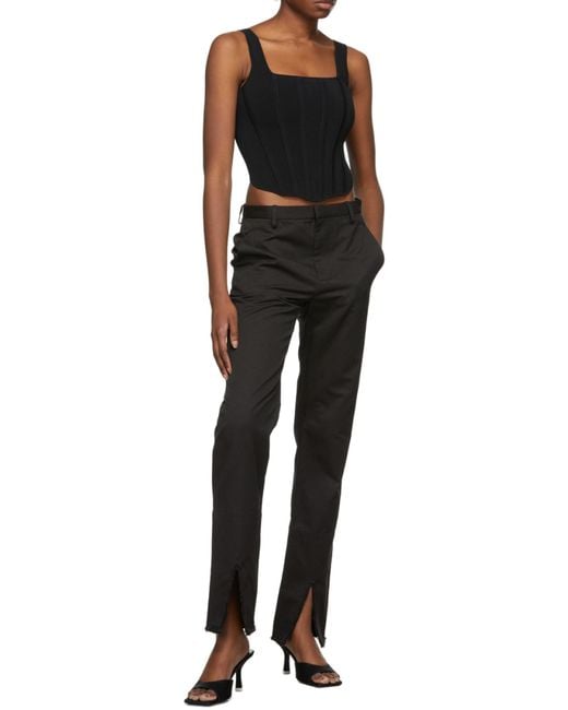 Dion Lee Black Split Fray-Trim Trousers for men