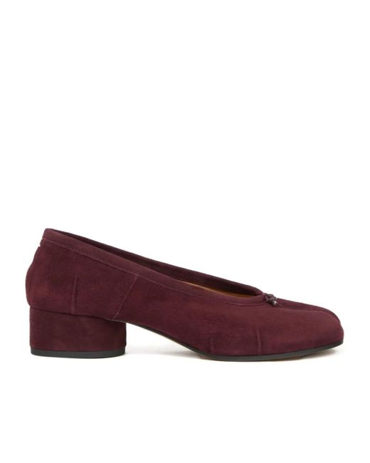Maison Margiela Purple Tabi Block-Heel Suede Pumps
