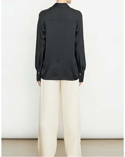 Vince Black Silk Long-Sleeve Blouse