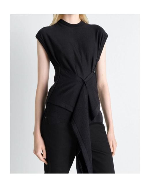 Lemaire Black Sleeveless Buttoned Knitted Top