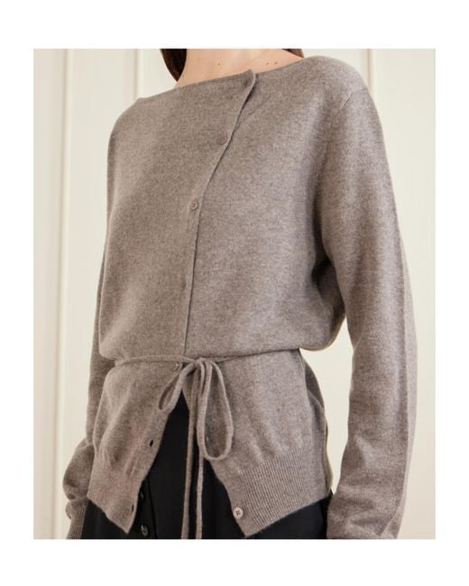 St. Agni Brown Asymmetrical Belted Cashmere Cardigan