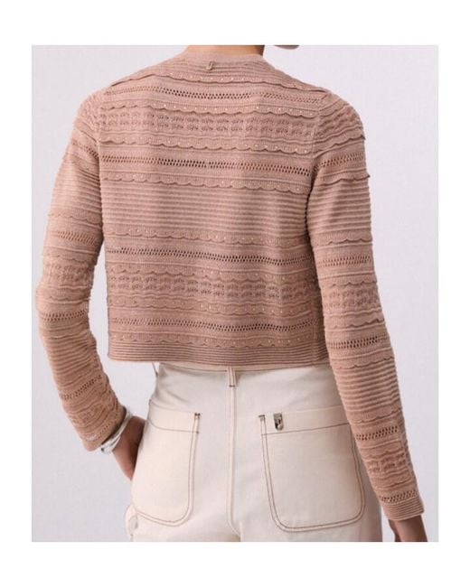 Liu Jo Pink Openwork Cropped Cardigan