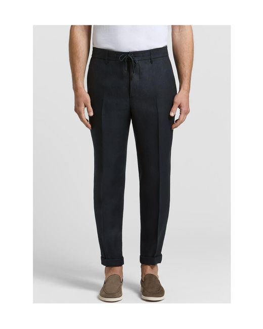 Peserico Blue Drawstring Tailored Trousers for men
