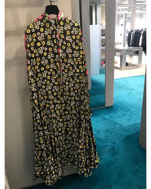 Balenciaga Red Asymmetric Hem Patched Long Dress