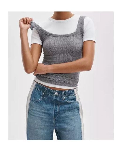 Rag & Bone Gray The Essential Ribbed U-Neck Tank