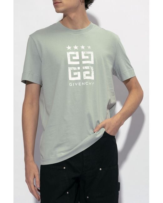 Givenchy Blue Faded 4G Logo Printed Crewneck T-Shirt for men