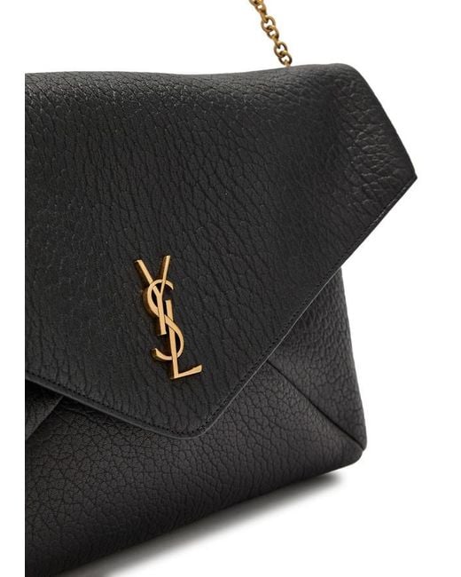 Saint Laurent Black Envelope Grained Leather Pouch