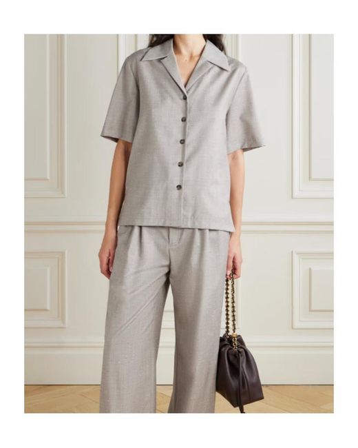 Loulou de Saison Gray Boa Wool And Silk-Blend Shirt