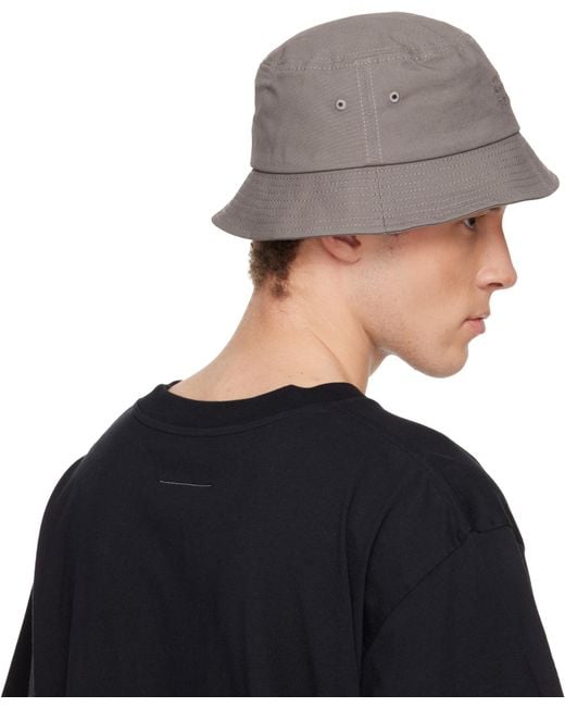 MM6 by Maison Margiela Gray Logo Embroidered Bucket Hat for men