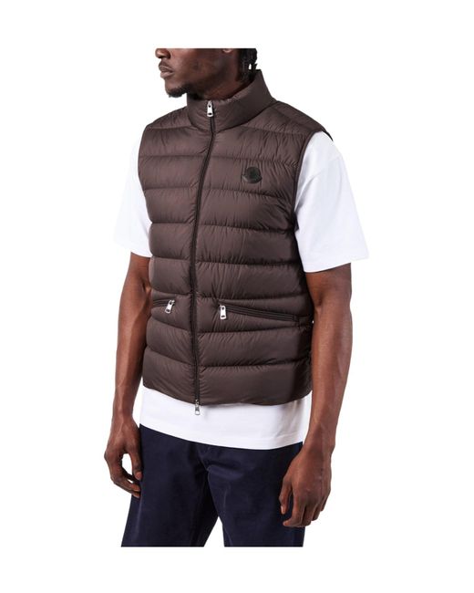 Moncler Brown Sleeveless Down Vest for men