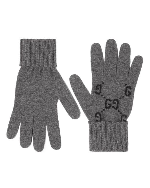 Gucci Gray Gg Jacquard Gloves for men