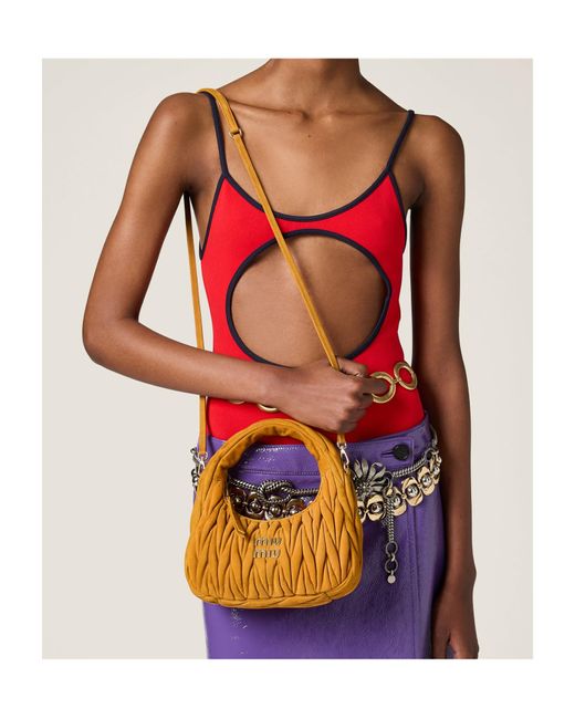 Miu Miu Yellow Wander Matelassé Suede Bag
