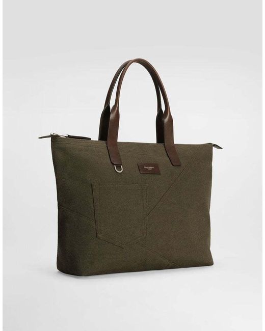 Dolce & Gabbana Green Adamo Patchwork Tote Bag for men