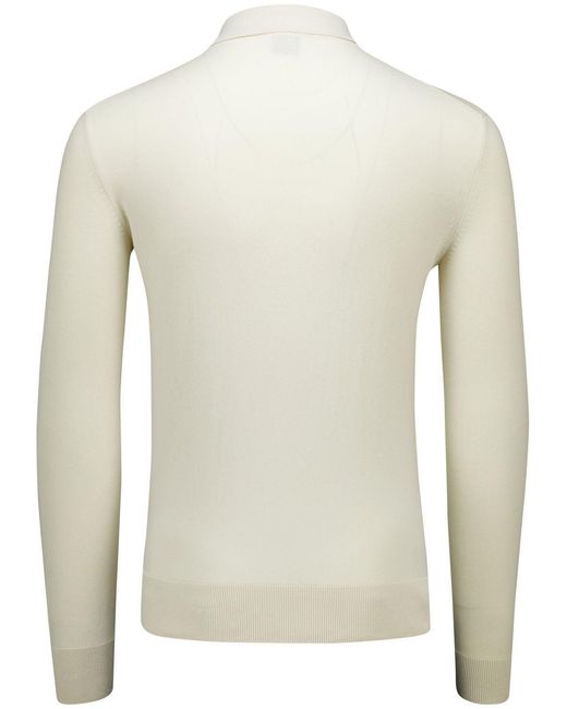 Boss White Long-Sleeve Organic Cotton Polo Shirt for men