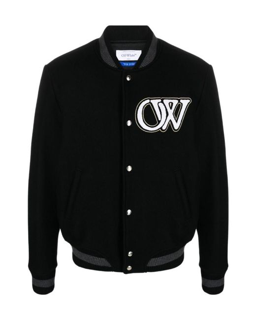 Off-White c/o Virgil Abloh Black Varsity Bomber Jacket for men