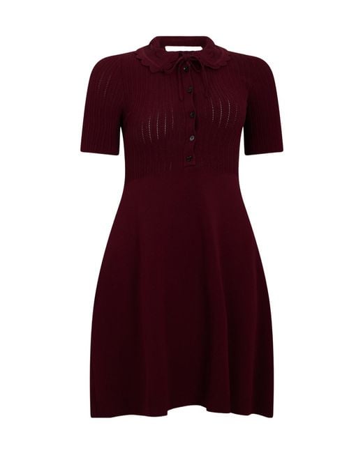 Philosophy Di Lorenzo Serafini Red Ribbed Polo Knitted Dress
