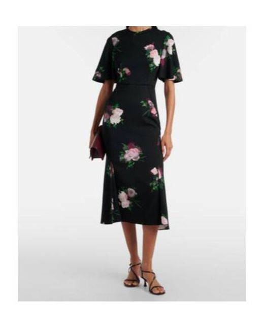 Erdem Black Floral Midi Dress