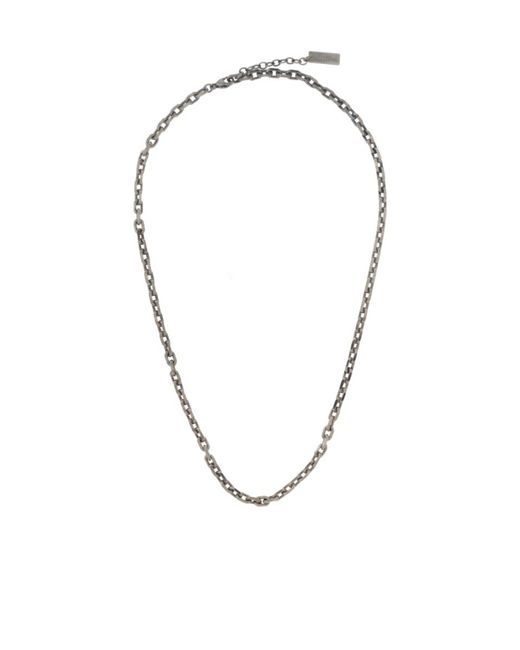 Saint Laurent Metallic Logo Plaque Chained Necklace for men