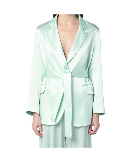 Semicouture Green Single-Breasted Blazer
