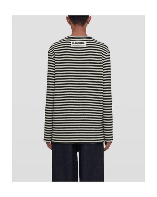 Jil Sander Black Striped Long-Sleeved T-Shirt for men