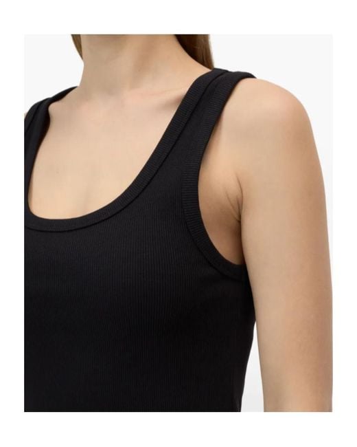 Closed Black Ribbed Tank Top