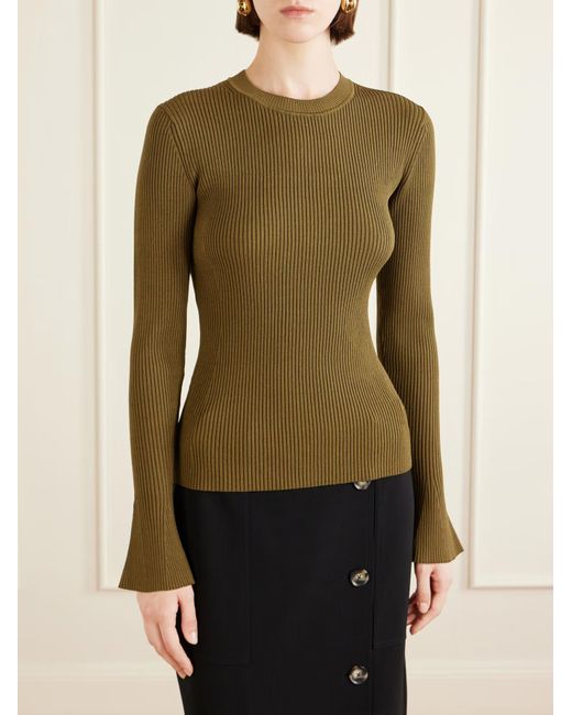 Proenza Schouler Green Nir Ribbed-Knit Top