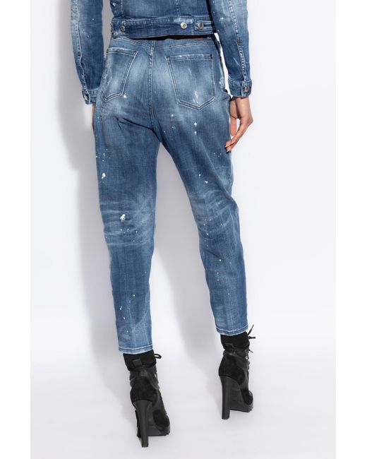 DSquared² Blue Distressed Tapered Leg Jeans