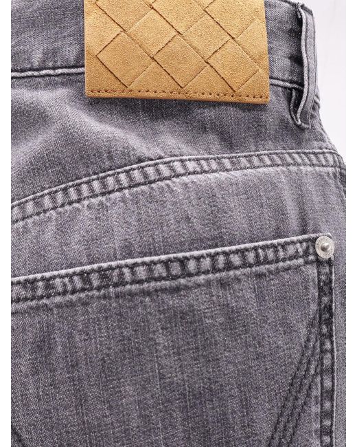 Bottega Veneta Gray Logo Patch Washed Palazzo Denim Jeans