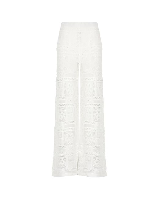 D.exterior White Elastic Waist Casual Pants