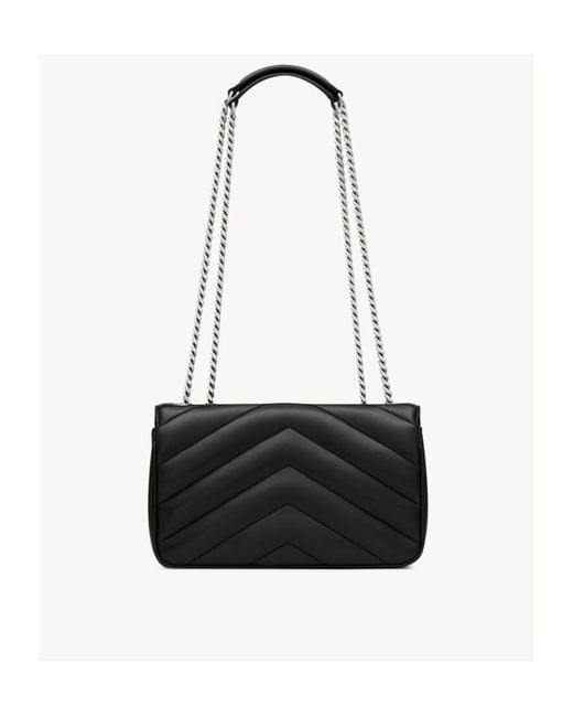 Saint Laurent White Loulou Logo Plaque Small Shoulder Bag