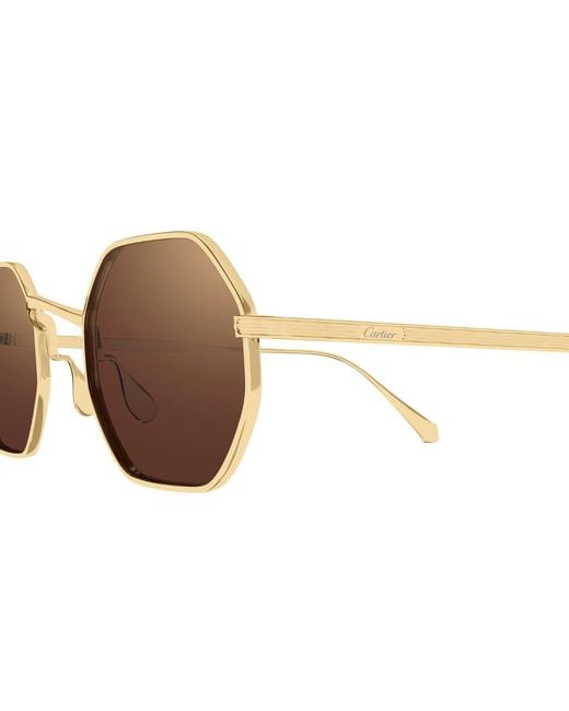 Cartier Brown Geometric Frame Sunglasses for men
