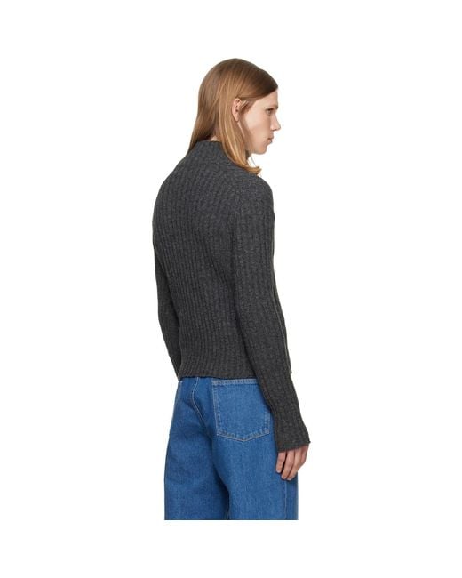 Jil Sander Blue Zip-Up High Neck Cardigan for men